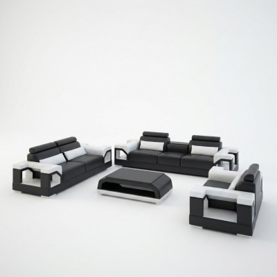 Ledercouch Sofasett 321 Design Modern Sofa USB Sëtzer Sofen