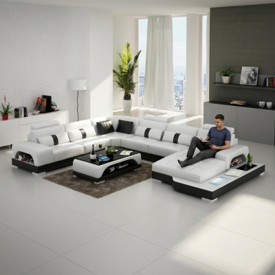 Eckgarnitur Lieder-Sofa Design Luxus Wunnlandschaft led Sofa Couch Polster Ecksofa