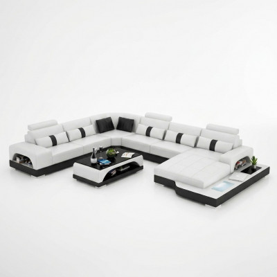 Eckgarnitur Lieder-Sofa Design Luxus Wunnlandschaft led Sofa Couch Polster Ecksofa