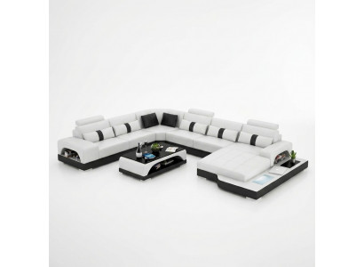 Eckgarnitur Lieder-Sofa Design Luxus Wunnlandschaft led Sofa Couch Polster Ecksofa