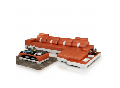 Lieder-Canapé L-Form Canapé Wunnlandschaft Eckcanapé Garnitur Design Modern Canapé USB Nei