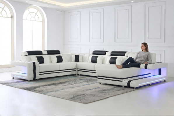 Ecksofa Sofa U-Form Couch Polster Designer Lieder Grousst Ledersofa Wunnlandschaft