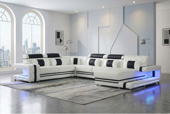 Ecksofa Sofa U-Form Couch Polster Designer Lieder Grousst Ledersofa Wunnlandschaft