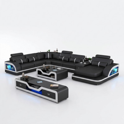 Eckgarnitur Ledersofa Design Ecksofa Luxus Wunnlandschaft Liedergaach Couch Polster.