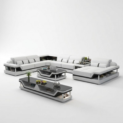 Canapé mat USB Designer Wunnlandschaft U-Form Couch Ecksofa Polstersgarnitur Nei