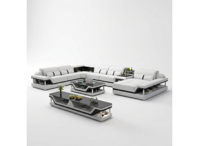 Canapé mat USB Designer Wunnlandschaft U-Form Couch Ecksofa Polstersgarnitur Nei