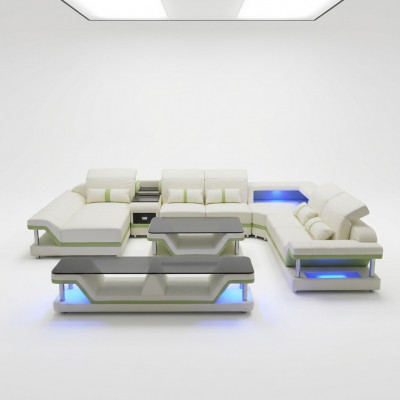 Moderne Design Wunnlandschaft Ecksofa Sofa Couch Polster rtv Salontafel Lieder