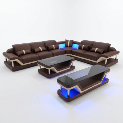 Wunnlandschaft L-Form Ecksofa Comptisch Sideboard Design Wunnlandschaft USB 3tlg