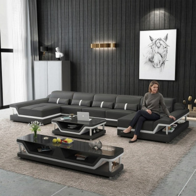 Eckcouch Sofa Couch Sofa Wunnlandschaft Ledercouch Lieder Miwwelen Wunnzëmmer Garnitur
