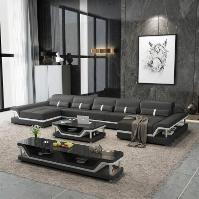 Eckcouch Sofa Couch Sofa Wunnlandschaft Ledercouch Lieder Miwwelen Wunnzëmmer Garnitur