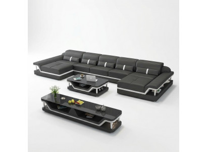 Eckcouch Sofa Couch Sofa Wunnlandschaft Ledercouch Lieder Miwwelen Wunnzëmmer Garnitur