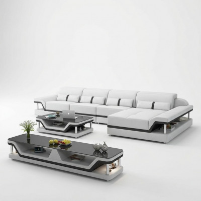 Ledersofa L-Form Canapé Wunnoaschaft Ecksotan Gamme Design Modern Sofa USB