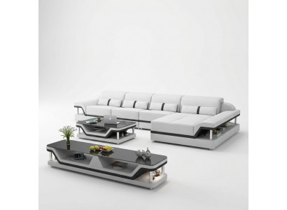 Ledersofa L-Form Canapé Wunnoaschaft Ecksotan Gamme Design Modern Sofa USB