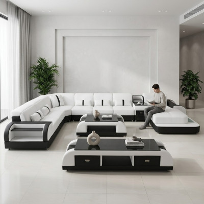 Wunnlandschaften Ecksofa Couch Garnitur Lieder Polster Sëtz Eck Sofa USB Sound