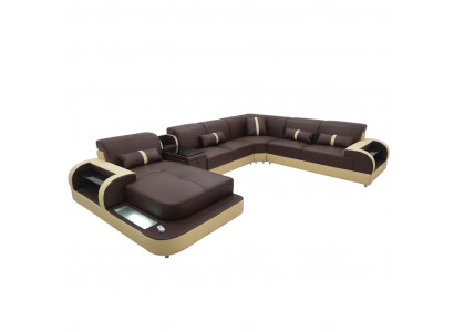 Ledersofa Design Sofa U Form Wunnlandschaft Canapé Polstersofa Ecksofa Garnitur Nei