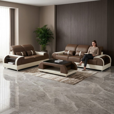 Designer Miwwelen Modern 3+3 Sëtz Sofagarnitur Set Canapé Sëtz Sofa Lieder-Sofa Nei