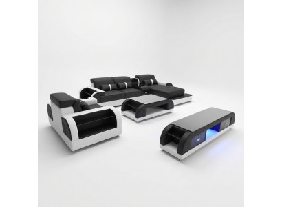 Canapé Ecksofa Lieder Wunnlandschaft Garnitur Design Modern Sofa L-Form Dësch