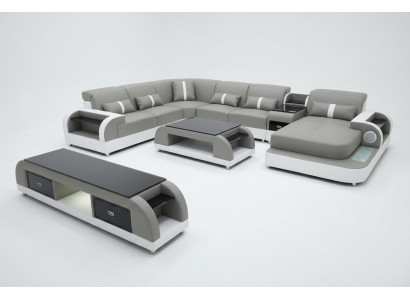 Garnitur Design Wunnlandschaft Ecksofa Sofa Couch U-Form Couchtisch Lieder 2-delig