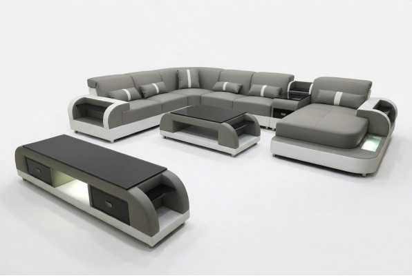 Eckcouch Sofa Lieder Suite Sitzlandschaft Polster Suite USB beliicht