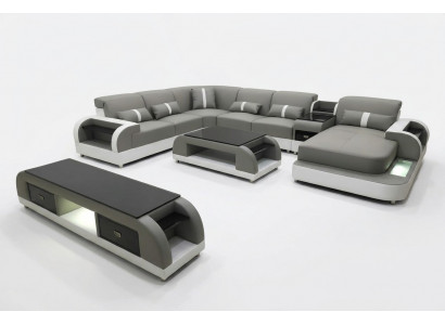 Eckcouch Sofa Lieder Suite Sitzlandschaft Polster Suite USB beliicht