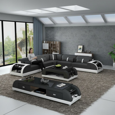 Liedercouch L-Form Couch Wunnlandschaft Eckcouch Garnitur Modern Design Couch USB