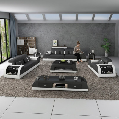 Sofagarnitur 3 2 1 Sëtz Set Sofa Këssen Couch Lieder Relax Wunnzëmmer-Set Nei