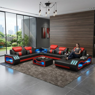 Eckcouch a U-Form, Couchtisch, Polster Eckgarnitur, Ecksofa, Sofa, Polstersëtz, Ecke.