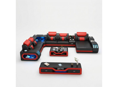 Design grousse Sofa mat USB Ecksofa Couch Wunnlandschaft U Form Lieder Textil Ecker.
