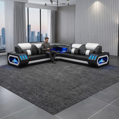 Ecksofa Polster Ecksofa L Form Couchtisch Sideboard Ledersofa Wohnlandschaft Nei