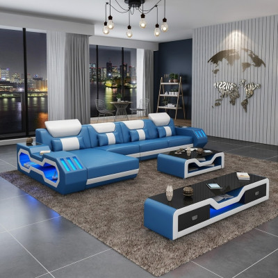 Designer Wunnlandschaft Polster L-Form Ecksofa Eck Garnitur Sofa Couch Eck Led.