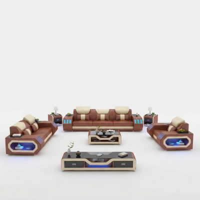Sofagarnitur Set 3+2+1 Plaz Couchtisch Sideboard Garnitur Design Modern 5tlg.