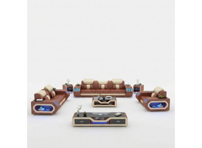 Sofagarnitur Set 3+2+1 Plaz Couchtisch Sideboard Garnitur Design Modern 5tlg.