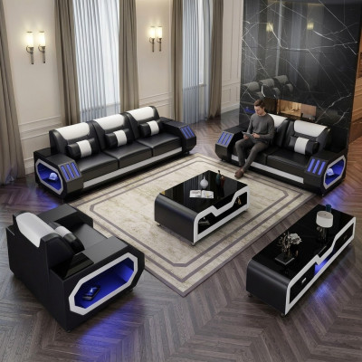Komplett Set Sofagarnitur 321 Sëtzer Couchtisch Design Wunnlandschaft 4tlg. nei