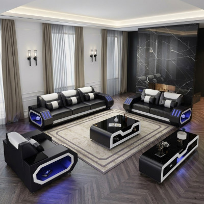 Komplett Set Sofagarnitur 321 Sëtzer Couchtisch Design Wunnlandschaft 4tlg. nei