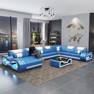 Ecksofa U-Form Couchtisch Couch Design Grau Polster Lieder Modern Wunnlandschaft