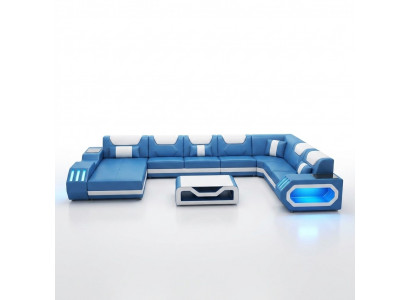 Ecksofa U-Form Couchtisch Couch Design Grau Polster Lieder Modern Wunnlandschaft