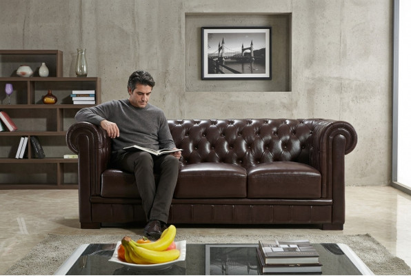Dreisëtzer Couch Polster Design Sofa Modern 3er Sëtz Sofas Chesterfield brong