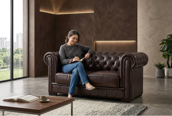 Design Zwëschesëtz Lounge Miwwelen 2-Sëtz Canapé Couch Polster Club Couches Canapéën