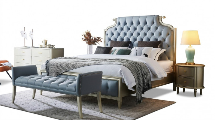 E e Bett am Chesterfield-Stil fir Är Schlofkummer.