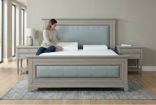 Schlofzëmmer Bett Nuetsdëscher 3 Deeler Set Design Luxus Better Holz Duebelbett Nei