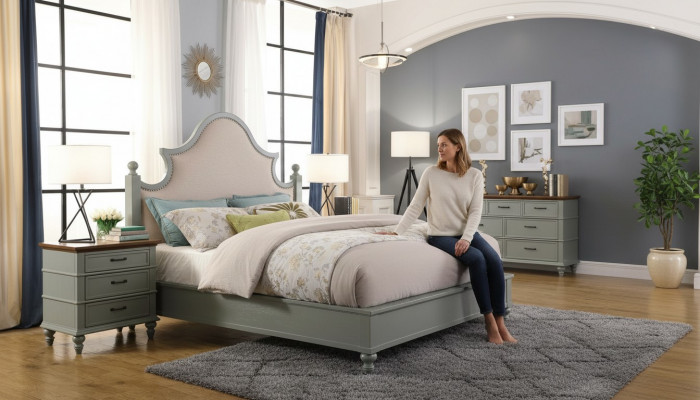 Design Luxus-Schlofkummersett Bett 2x Nuetsdëscher Kommode Garnitur Better Hotel