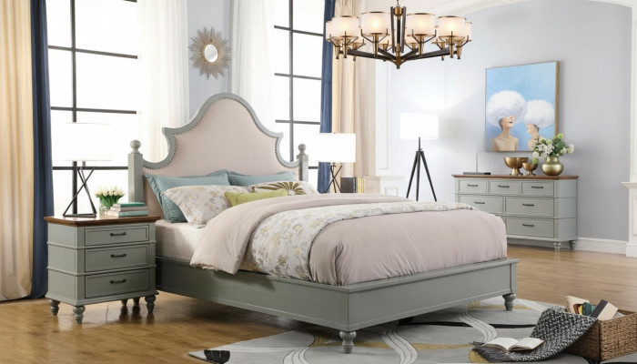 Design Luxus-Schlofkummersett Bett 2x Nuetsdëscher Kommode Garnitur Better Hotel