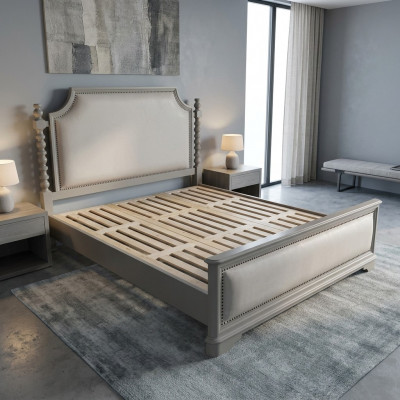 Elegante Doppelbett mat klasseschem Design an luxuriéiser Kappstull.