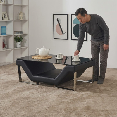Couchtisch Kaffeidësch Glas Design Bäistelltischen Dësch Wunnzëmmer