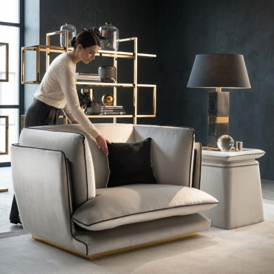 Design Stoff Couch Fotell 1-Sëtzer Polstersofa Lounge Club Neigkeet