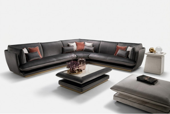 Sofa Couch Luxus Ecksofa Miwwelen Wunnzëmmer Polster Design Textil arredoclassic