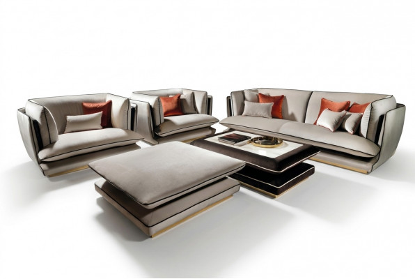 Sofagarnitur 311 Sëtz Hocker Set Miwwel Sofa Polster Grupp Canapé arredoclassic