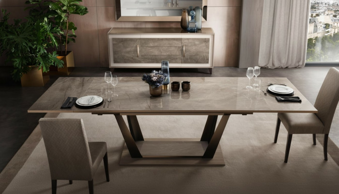 Iessdësch Dësch Iesszëmmer Wunnzëmmer Garnitur Holz Design Dëscher 200x102/294cm