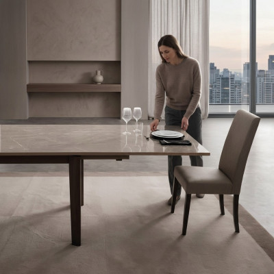 Iesszëmmer Still 1 Sëtzerr Sessel Holz Luxus Klass Miwwel Design Nei arredoclassic