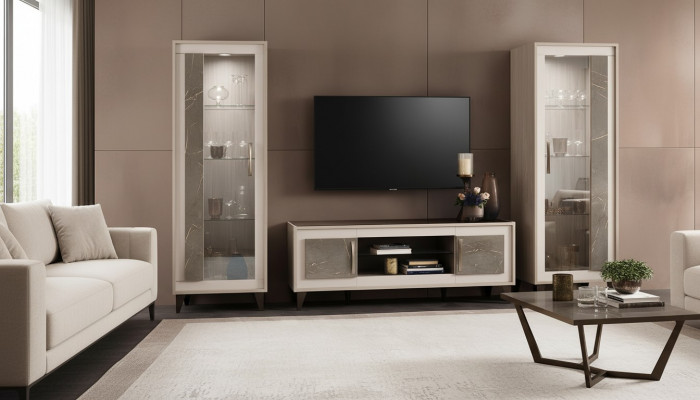 Designer RTV TV Kommod Anrichte Side Low Board Schaf Wunnzëmmer Regal Luxus